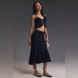 NWT! By Anthropologie Oxford Black Fluted Knit Pencil Midi Skirt - Size XS 🥨